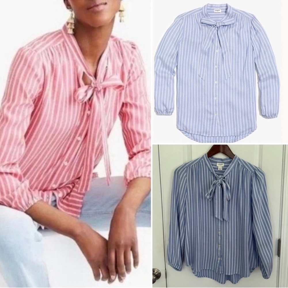 J. Crew Long Sleeve Bow Blouse